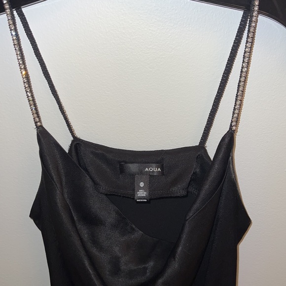 Aqua silk blend black Rhinestone Strap Camisole size XS - Picture 9 of 11